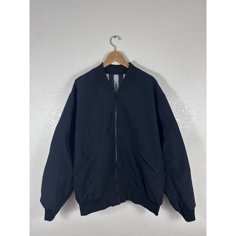 Vintage +POS Reversible Black Striped Bomber Jacket Made in USA XL
